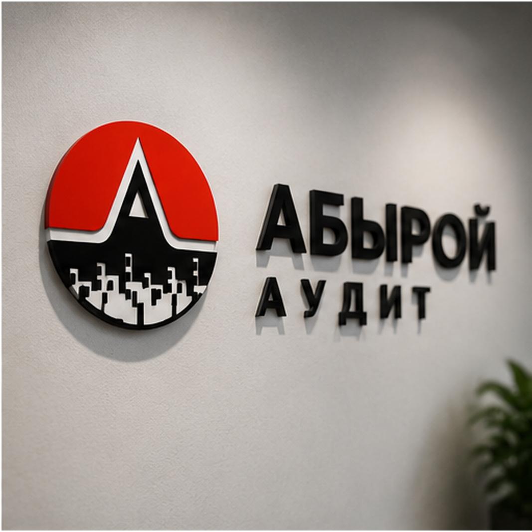 Настенный логотип Абырой Аудит в офисе компании