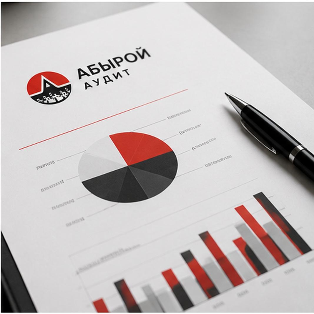Финансовый отчет Абырой Аудит с диаграммами и ручкой